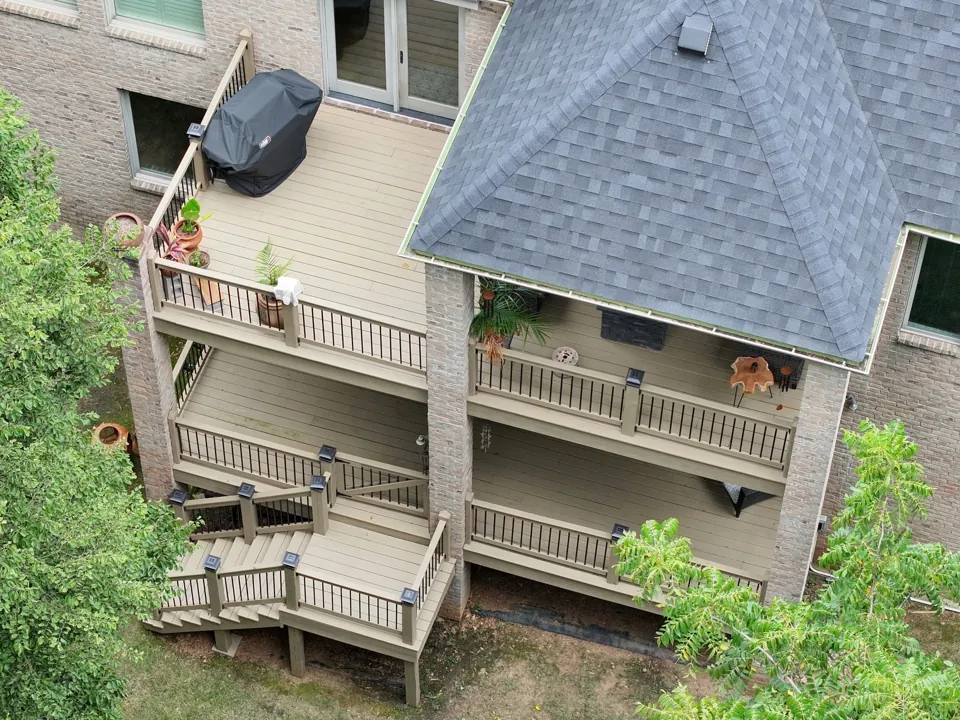 Completed multi-level deck renovation by Baker Solutions
