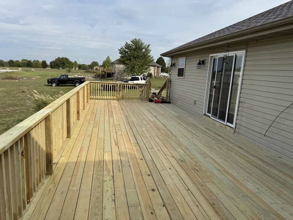 A view along the renewed deck and railing.
