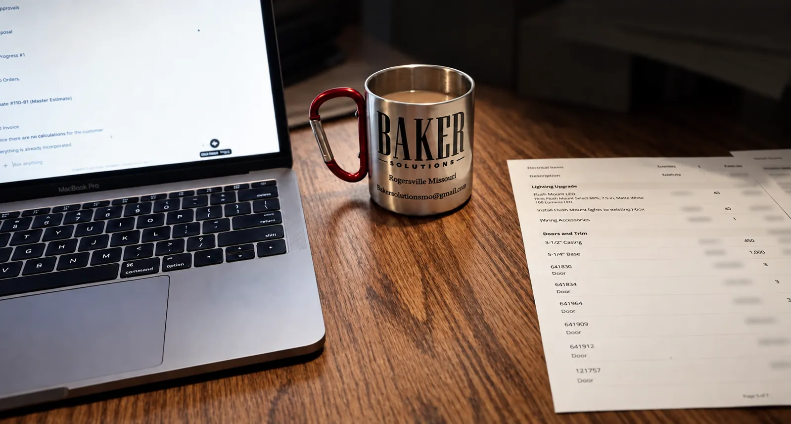 Baker Solutions project planning and estimating workspace